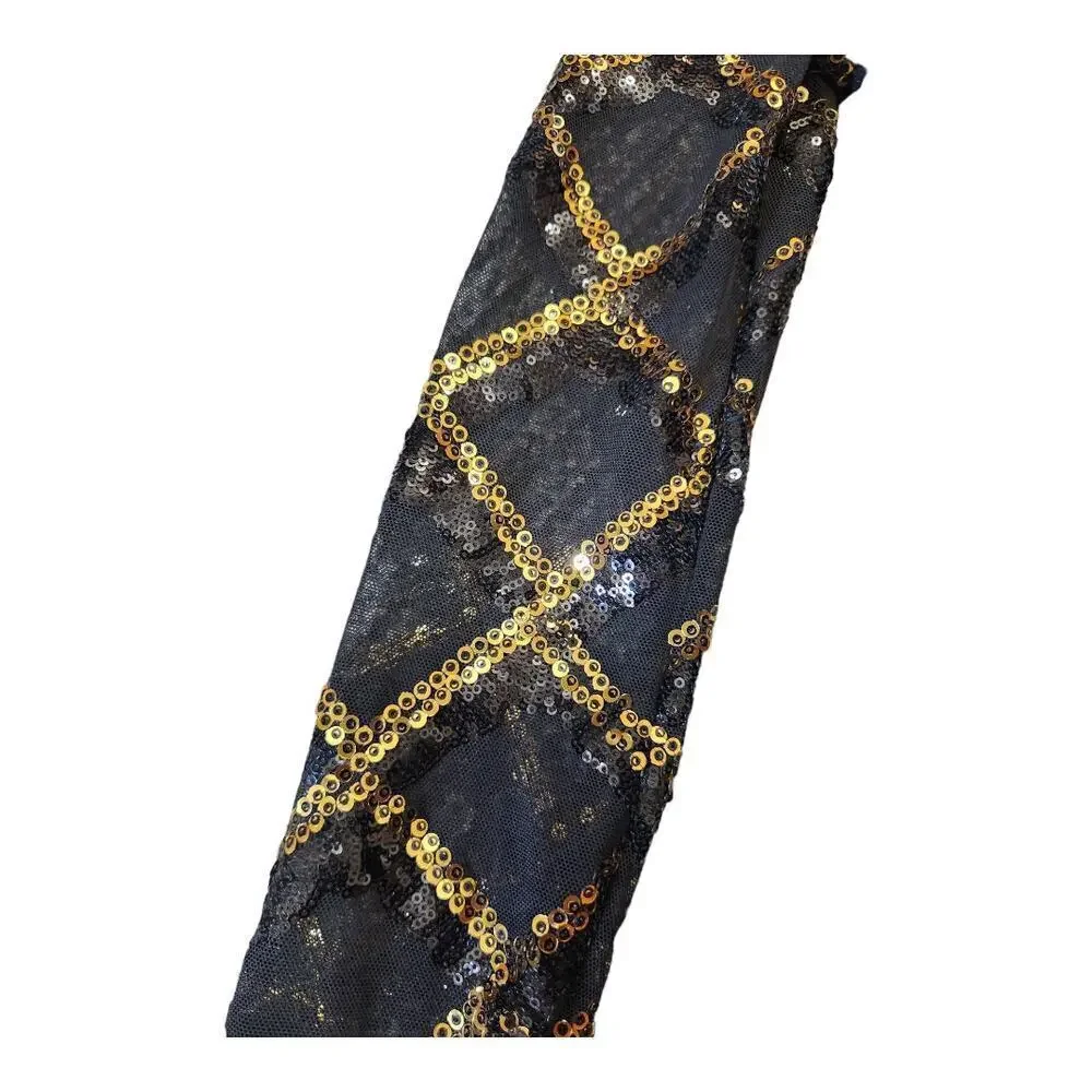 Weissman sz MA black gold sequin one piece long sleeve biketard dance ballet
